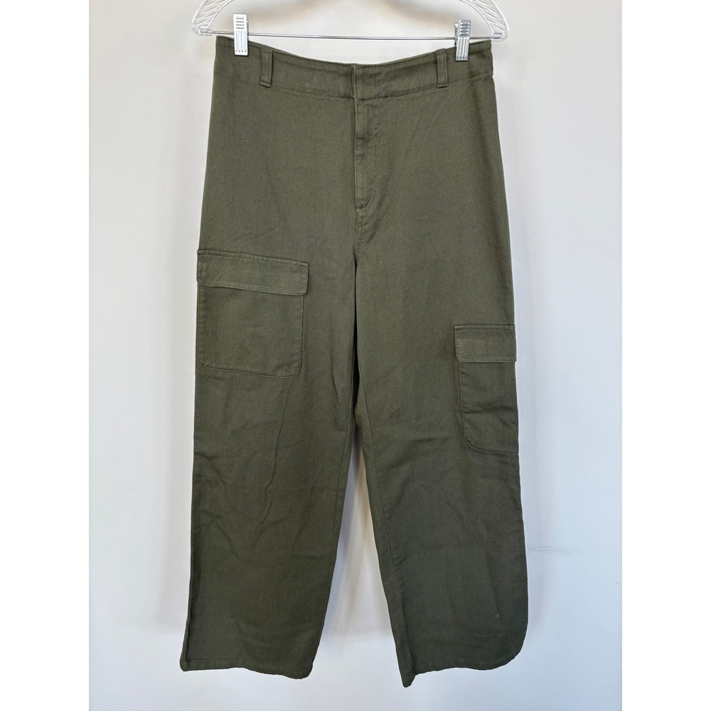 Quince Organic Stretch Cotton Twill Cargo Pants Loden Green 10 Utility Straight